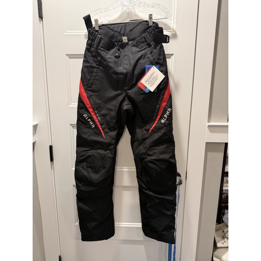Alpha Cycle Gear Motorcycle Pants Mens 30x34 Cordura CE Armor NWT Black Red